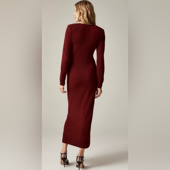 J.Crew Spring Street long-sleeve cashmere sweater-dress in burgundy - Picture 2 of 9